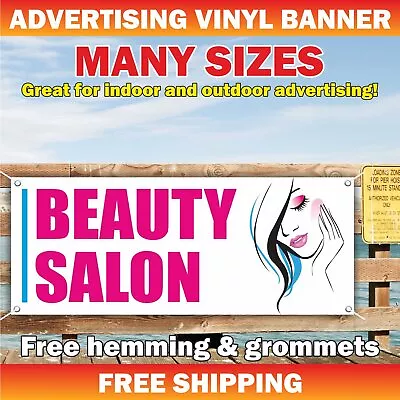 BEAUTY SALON Advertising Banner Vinyl Mesh Sign Manicure Spa Barber Hair Shop • $189.95