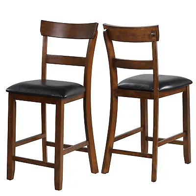 Costway Set Of 2 Barstools Counter Height Cushioned Chairs With Rubber Wood Legs • $139.99