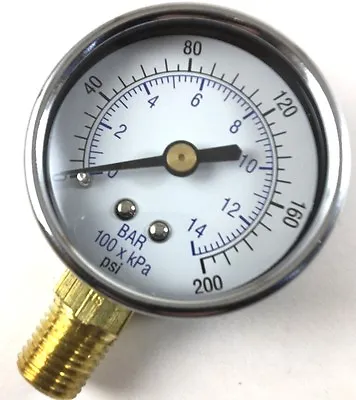 $14.52 • Buy Air Compressor Pressure Gauge 0-200 Psi With 1/4 Inch Male Thread & 2'' Face