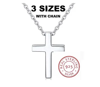925 Sterling Silver Cross Chain Necklace Pendant Men Women • $12.99