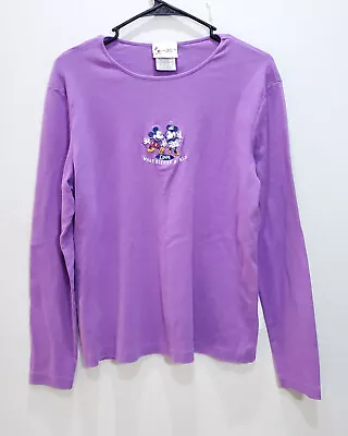 Walt Disney World Sweatshirt Womens XL Long Sleeve Purple Logo Mickey Mouse Park • $6.57