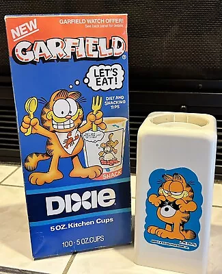 VTG 1987  Garfield Dixie 5oz Kitchen Cups 100 Pack With Kitchen Cup Dispenser • $24.90