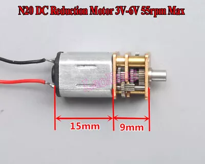 N20 Micro Speed Reduction Gear Motor With Metal Gearbox Wheel 55RPM DC 3V-6V 5V • $2.24