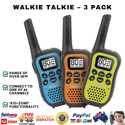 Uniden 80 Channel Uhf Cb Handheld Radio Walkie Talkie Triple Colour Pack Uh45-3 • $107.30