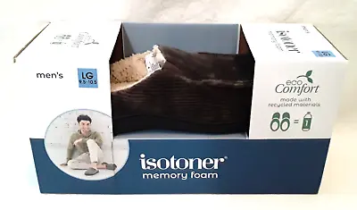 Isotoner Mens Memory Foam Eco Comfort Slippers Large 9.5-10.5 Dark Chocolate NEW • $9.99