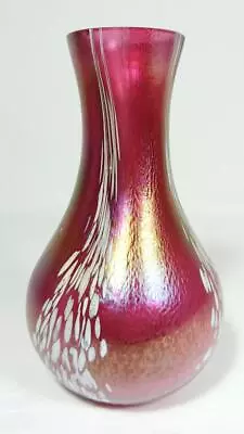 British Studio Art Glass Iridescent Vase C1990 IOW/Okra Etc Style • £34.99