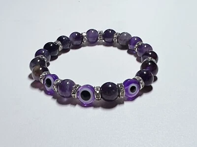 $5 • Buy Amethyst Evil Eye Bracelet 