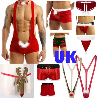UK Sexy Mens Novelty Christmas Reindeer Thong G-String Pants Underwear Cosplay • £11.79