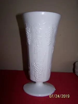 Harvest Grape Milk Glass ~ 9 3/4  FOOTED VASE  Colony Indiana Glass  • $3