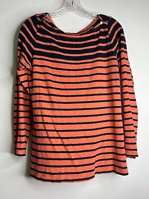 J. Crew Painter Tee Women’s Knit Striped T-Shirt Top Orange Blue Size Medium  • $11.84