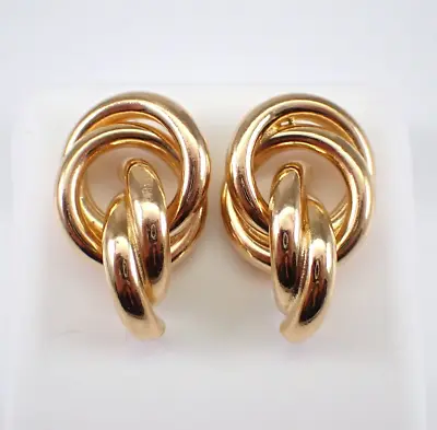 Delicate Vintage Estate Women Chunky Huggie Hoop Earrings 14K Yellow Gold Plated • $139.99