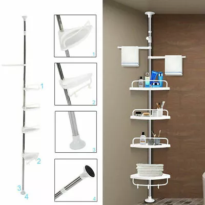 £13.99 • Buy UK 4 Tiers Telescopic Bathroom Corner Rack Shelf Shower Caddy Storage Adjustable