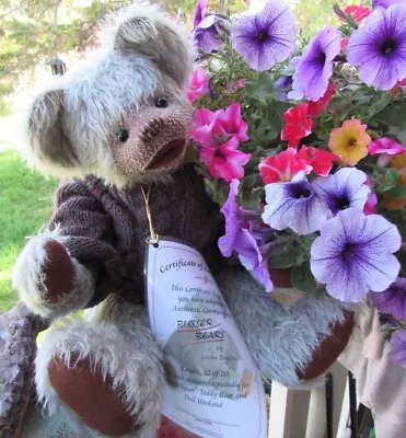 $350 • Buy Rare Gray Mohair Teddy Bear Artist Busser Bear Leeann Snyder Epcot Doll Show 22 
