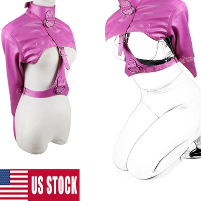 $38.28 • Buy PU Leather Women Open Chest Straight Jacket Costume Body Harness Armbinder USA