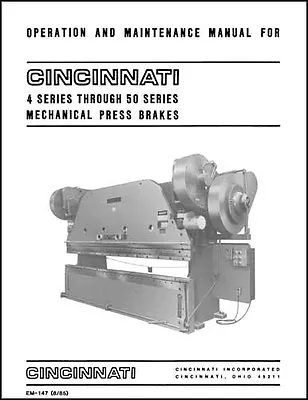 Cincinnati 4 Through 50 Series Press Brake Manual • $65