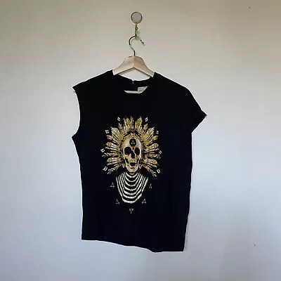 Eleven Paris Life Is A Joke Black Graphic Skull TShirt Top Small Euc • £9.64