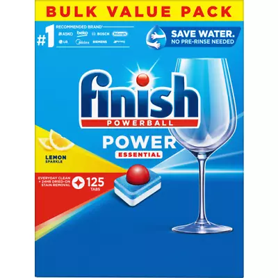 $47.99 • Buy Finish Powerball All In 1 Essential Dishwashing Tablet Lemon Sparkle 125 Tablets