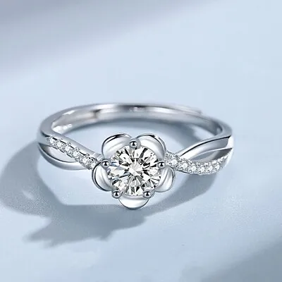 925 Sterling Silver Beautiful Flower Adjustable Ring Women Girls Jewellery Gift • £3.49