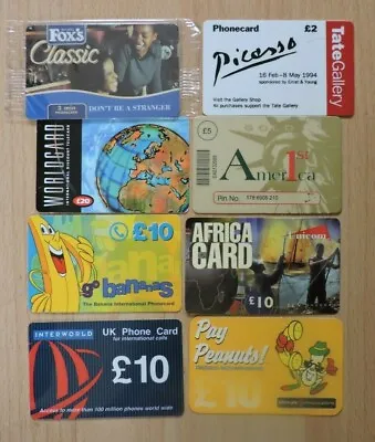 8 Assorted Uk Phonecards  (remote) No Value Collectors Item Lot 5 • £2.99