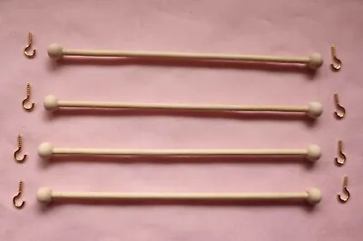 Dolls House 4 Handmade Wooden Adjustable Curtain Poles/rails With Fittings • £2.99