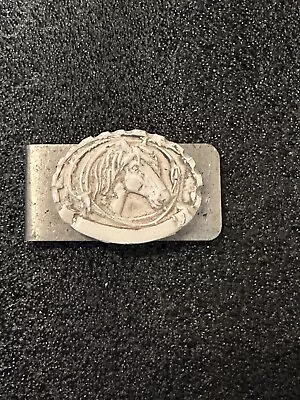 Vintage Buffalo Bone Art Stallion Head Money Clip • $9.50