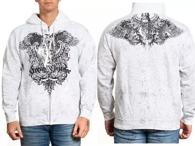 Xtreme Couture By Affliction Men's Zip Up Sweatshirt Hoodie Cast Iron Wings Bike • $44.95