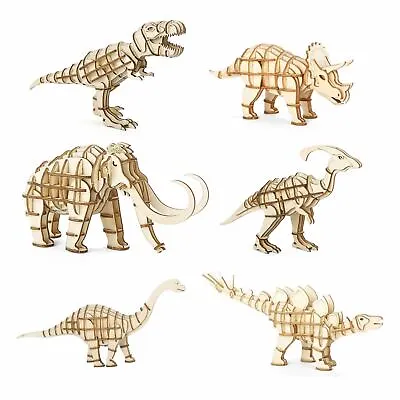 Prehistoric Dinosaur 3D Wooden Puzzles Laser Cut Jigsaw Boys Stocking Filler • £9.99
