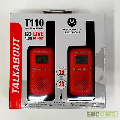Motorola Talkabout T110 Two-Way Radio 16 Mile 2 Pack Red & Black • $12.98