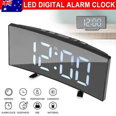 $18.98 • Buy Bedside Digital Clock LED Display Desk Table Time Temperature Alarm Modern Decor