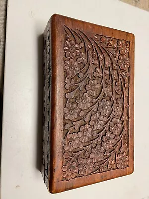 Intricate  Carved Wooden Box Floral Pattern • $14