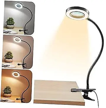 Magnifying Glass With Light 5X 9w Clip On Light 48 LED Desk Lamp Wtih Black • $33.65