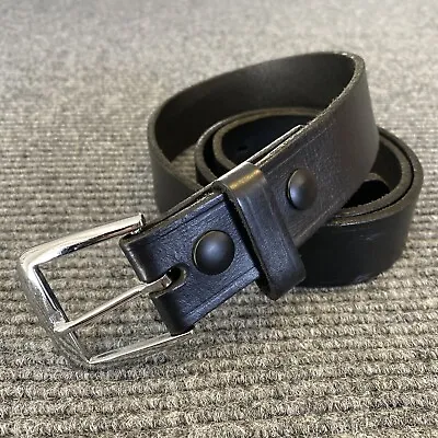 Law Pro Belt Mens 38 Black Leather Silver Square Buckle Made In USA • $8