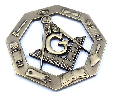 Masonic Emblem Working Tools Brass Antique Look  3  Metal Emblem 3D  MAS5 • $7.99