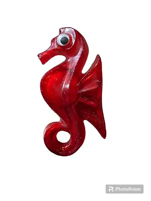 Vintage Plastic Glittery Red Seahorse Nightlight Nautical Sea Creature • $15.99