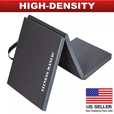 Tri-Fold Folding Thick Exercise Mat With Carrying Handles For Tumbling MMA Core • $49.98