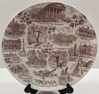 Vintage Virginia State Collector's Plate English Staffordshire Ware Red & White • $14.99