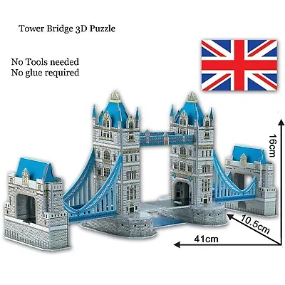 New 41pc 3d Puzzle London Tower Bridge Jigsaw Family Activity Educational Gift • £4.99