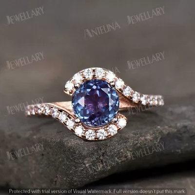 2.20 Ct Simulated Round Cut Tanzanite Engagement Ring 925 Sterling Silver Plated • $85.84