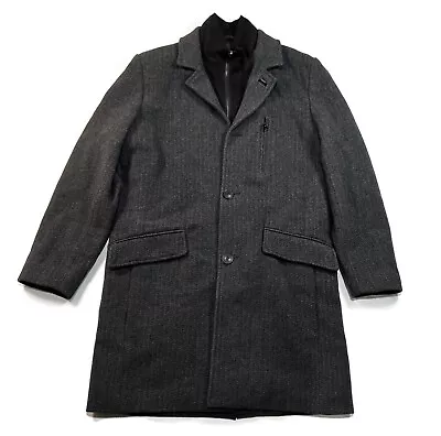 Marc New York By Andrew Marc Men Coyle Wool Melton Coat Medium Black Herringbone • $44.99