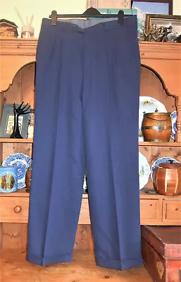 £16 • Buy VINTAGE 40 50s STYLE TROUSERS PLEATS & TURN UPS HI WAIST ROCKABILLY 36W 33.5 IL