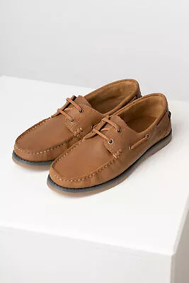 Mens Leather Deck Shoes Rydale Boat Shoe Slip On Moccasin Smart Casual 4 Colours • £62.99