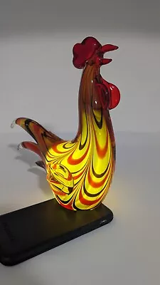 Murano Style Rooster Illuminated Blown Glass Figurine 8.5 Inches Tall  • $86.99