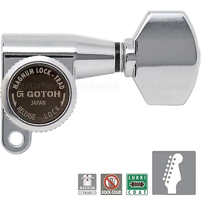 NEW Gotoh SG360-07 MGT 6 In-Line Set MAGNUM LOCK Locking Mini Tuners Keys CHROME • $69.95