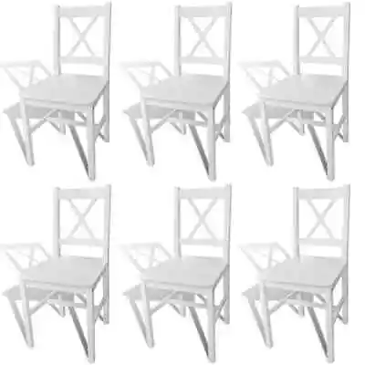 VidaXL Dining Chairs 6 Pcs White Pinewood • $629.99