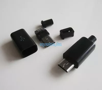 50Pcs  Micro USB 5 Pin Type-B Male 4-Piece Solder Connector Plug Black Cover  • $14.50