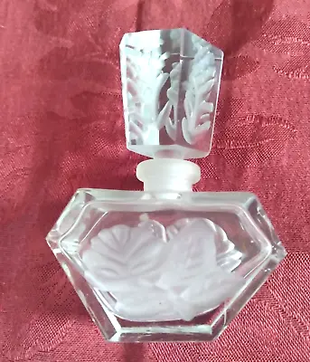 Vintage Czech Perfume Bottle Crystal Frosted Art Glass Classic Stopper 3.8” • $25