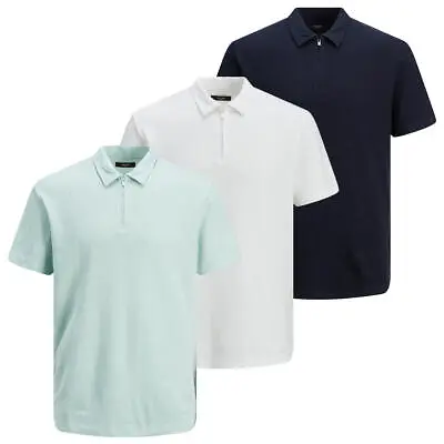 Jack & Jones Mens Zip Neck Short Sleeve Regular Fit Polo Shirt 32% OFF RRP • £16.99