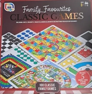 100 Classic Games Compendium Premium Quality Family Fun Traditional Board Games • £8.75