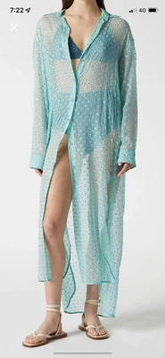 $170 • Buy Scanlan Theodore 12 Silk Sparkle Glitter Shirt Dress Blue Green