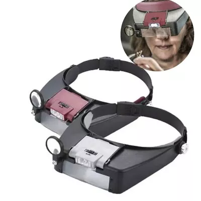 Headband Magnifier Led Light Lamp Magnifying Glass Visor Magnifier Jeweler Loupe • £5.99